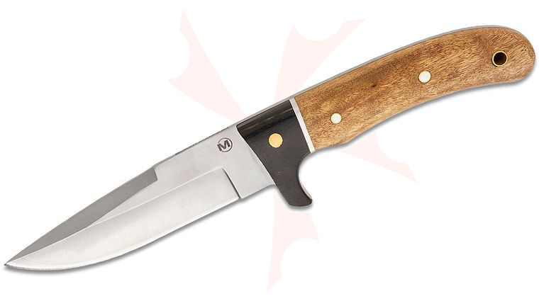 Boker Magnum Elk Hunter Fixed Blade 4.33 inch 440A Satin Drop Point Blade, Rosewood Handles, Leather Sheath