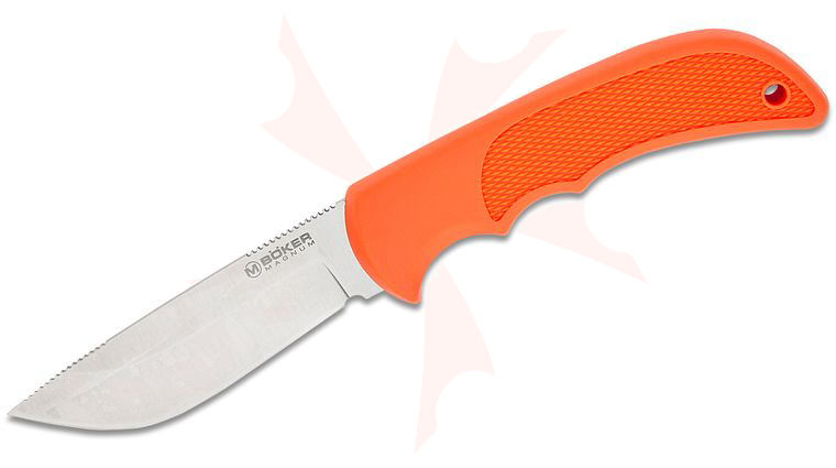 Boker Magnum HL Fixed Universal Knife 3.54 inch 440C Satin Drop Point, Orange TPR Handle, Orange Kydex Sheath