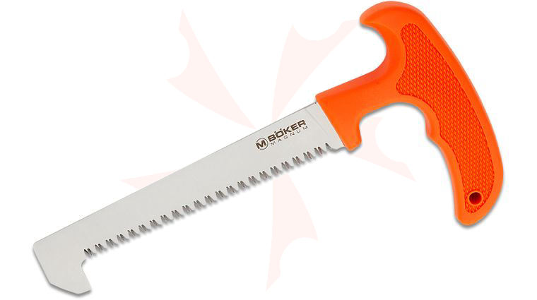 Boker Magnum HL Processing Saw 5.31 inch 420 Satin Saw Blade, Orange TPR Handle, Orange Kydex Sheath