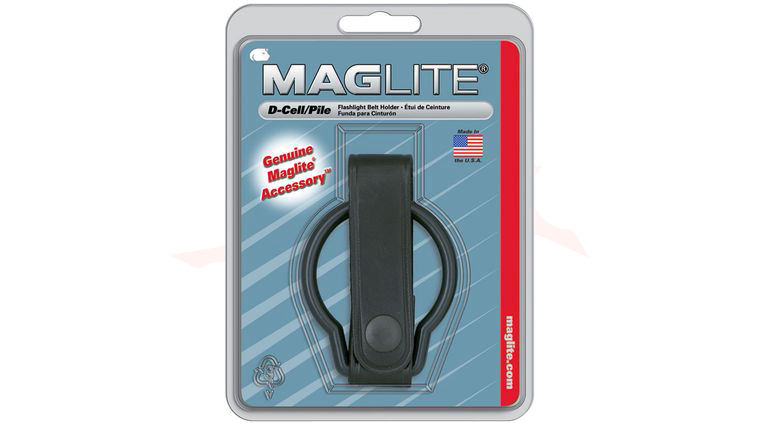 Maglite D Size Belt Holder, Plain Black Leather