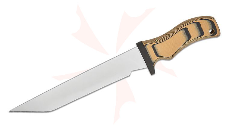 Mad Dog Knives Taiho 9 Fixed Blade Fighting Knife 9 inch O-1 Tool Steel VVTL Tanto Blade, Tan/Black FR4 Composite Handle, Kydex ATAK Sheath