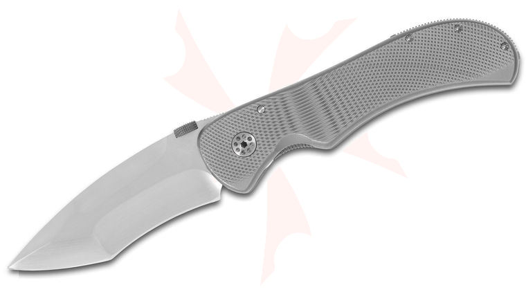 Sal Manaro Custom Non-Magnetic Bullseye Folding Knife 3.625 inch Boye Dendritic Cobalt Blade, Milled Titanium Handles