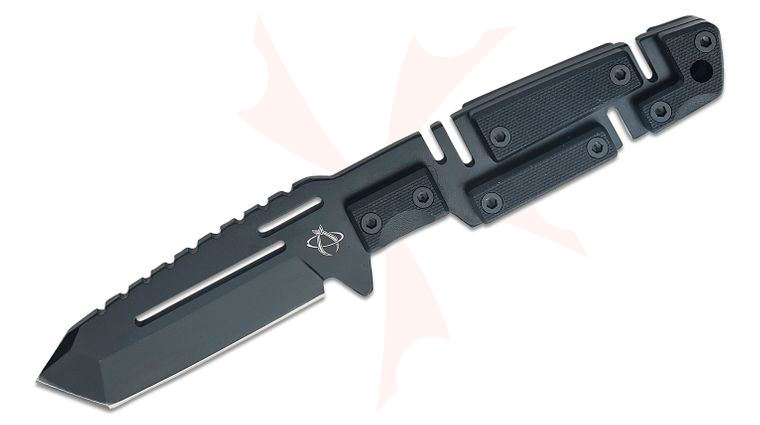 Mantis MF-4HC Chaos 1 Fixed Blade Knife 3.5 inch 420HC Black Tanto, Black G10 Block Handles, Nylon Sheath