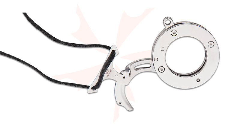 Mantis MK-14 P G&G Hawk Vicious Circle Folding Neck Knife 1.5 inch Hawkbill Blade, Polished Steel Handles, Cord Lanyard