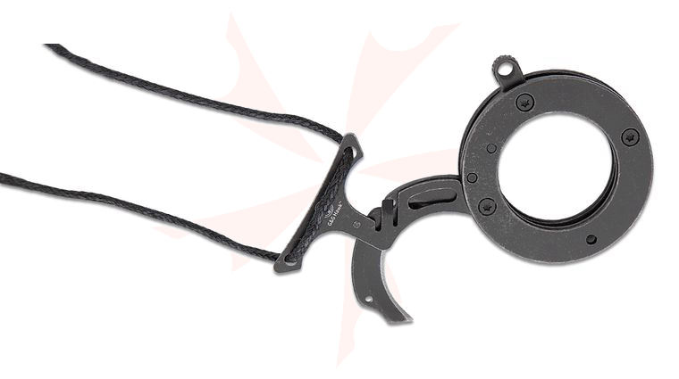 Mantis MK-14 SW G&G Hawk Vicious Circle Folding Neck Knife 1.5 inch Black Stonewashed Hawkbill Blade and Stainless Steel Handles, Cord Lanyard