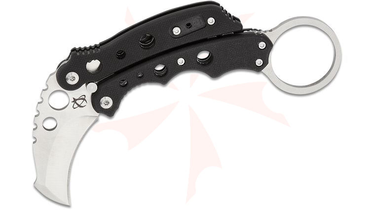 Mantis MK-4 Vuja De Balisong-Style Karambit Crossover Knife 2 inch Blade, Black G10 Handles
