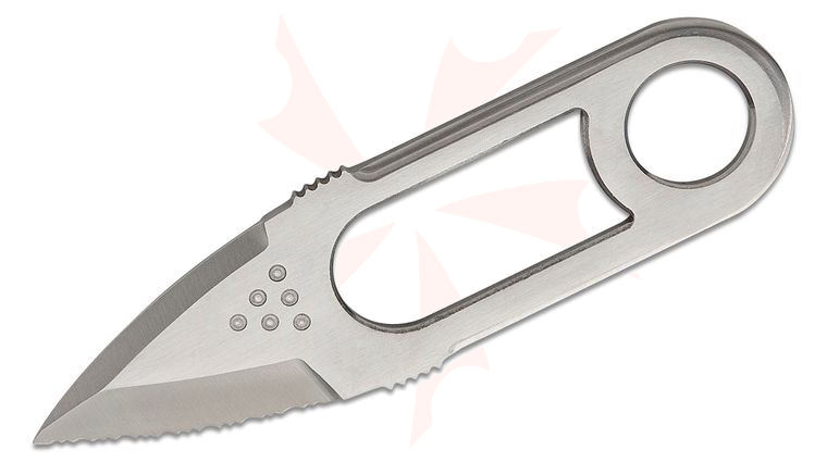 Mantis MU-3 Picker 1 Neck Knife 2 inch Serrated Blade, False Top Edge, Steel Handle