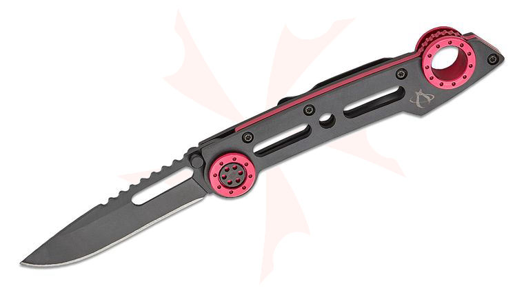 Mantis T5 Monacoe Folding Knife 3 inch Black Plain Blade, Steel Handles