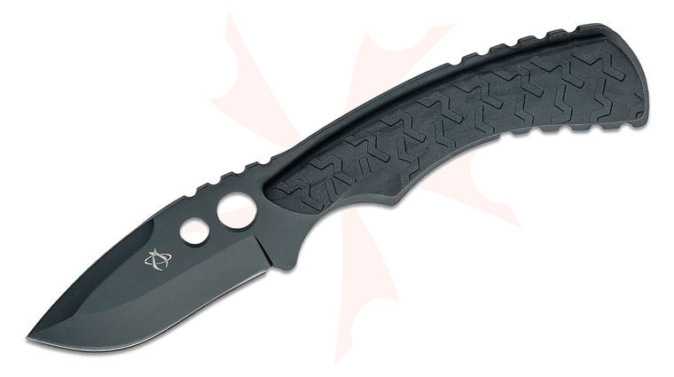 Mantis TA-2 Seymour Fixed Blade Knife 3 inch 420HC Black Skinner, Tire Rubber Handles, Plastic Sheath with Belt Clip
