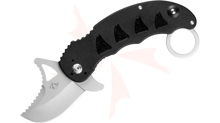Mantis MKF-815 Snaggletooth 3 Folding Karambit 2.75 inch Bead Blast Plain Blade, Black G10 Handles