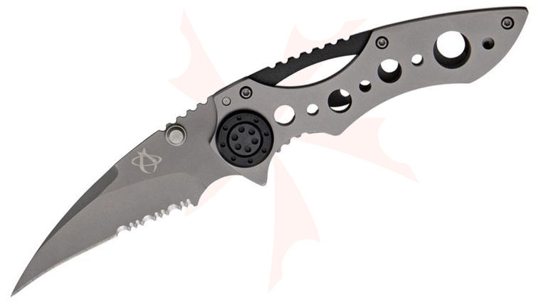 Mantis MR-1b Aardvark Folding Knife 2.75 inch Bead Blast Combo Blade, Steel Handles