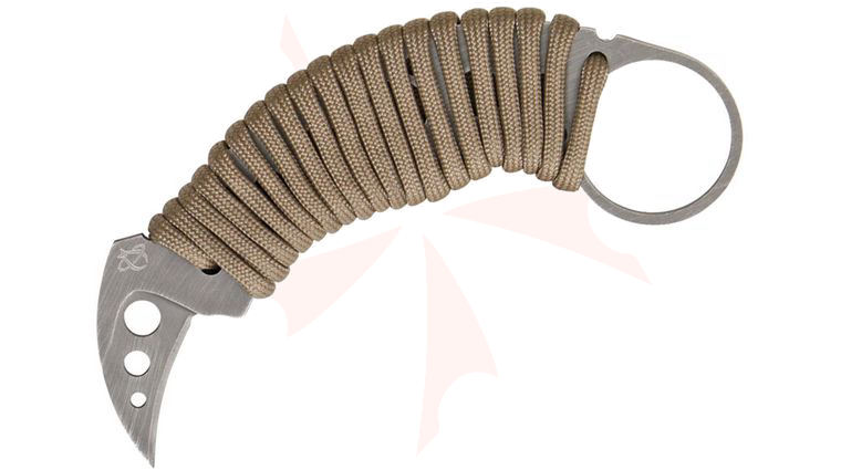 Mantis MK-fs Evis-1 Fixed Karambit 1.25 inch Shawty Blade, Silver Paracord Wrapped Handle