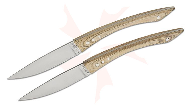 Maserin 2000CO01B 2 Piece Steak Knife Set, White Pakkawood Handles