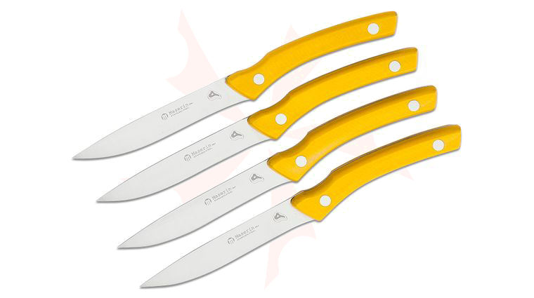 Maserin 2031/MCG 4 Piece Steak Knife Set, Yellow Micarta Handles