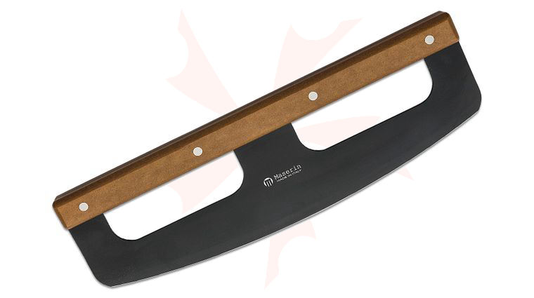 Maserin 2200/34PM Tandem Kitchen Cutter, 13.38 inch 420 Matte Black Blade, Brown Paper Stone Micarta Handles