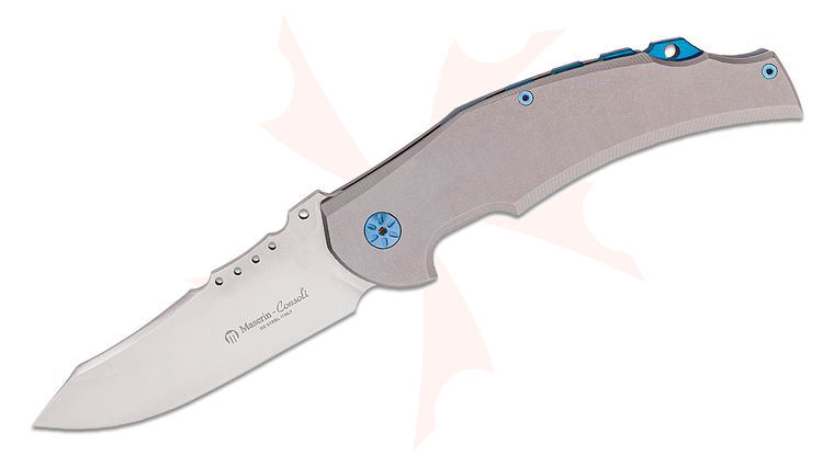 Maserin 406 Energy Flipper Knife 3.94 inch D2 Satin Modified Clip Point Blade, Gray Titanium Handles