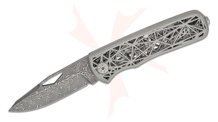 Maserin 504/D Limited Edition Nexus Slipjoint Folding Knife 3.15 inch  inchSmall Roses inch Damascus Reverse Tanto Blade, 3D Printed Lattice Integral Steel Handles