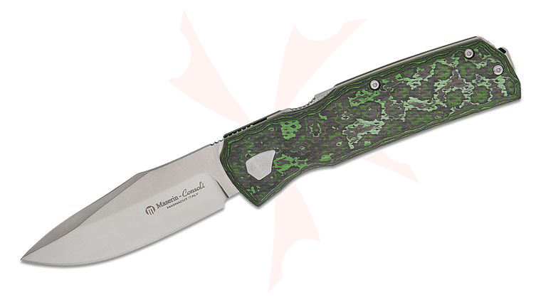 Maserin 502/VM Power Folding Knife 3.15 inch MagnaCut Satin Drop Point Blade, Jungle Wear FatCarbon Handles