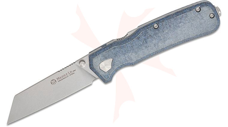 Maserin 631/MCJ Igor Bortolussi Pulse Folding Knife 3.15 inch CPM-MagnaCut Stonewashed Reverse Tanto Blade, Denim Micarta Handles