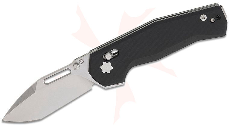 Maserin 632/G10N CB-1 Crossbar Lock Flipper Knife 3.15 inch MagnaCut Stonewashed Modified Tanto Blade, Black G10 Handles