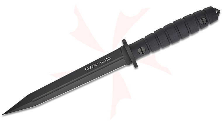 Maserin 966/G10N Gladio Alato Fixed Blade Knife 7.19 inch N690 Black DLC Modified Spear Point Blade, Black G10 Handle, Kydex MOLLE Sheath