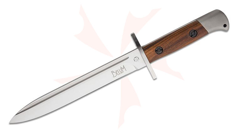 Maserin 989 BeluM Fixed Blade Knife 8.27 inch N690 Satin Spear Point Blade, Santos Wood Handle, Leather Sheath