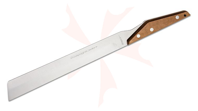 Maserin 2000SC15PM Sommelier Champagne Saber 10.7 inch Unsharpened Straight Blade, Brown Paper Stone Handles, Cork Holder