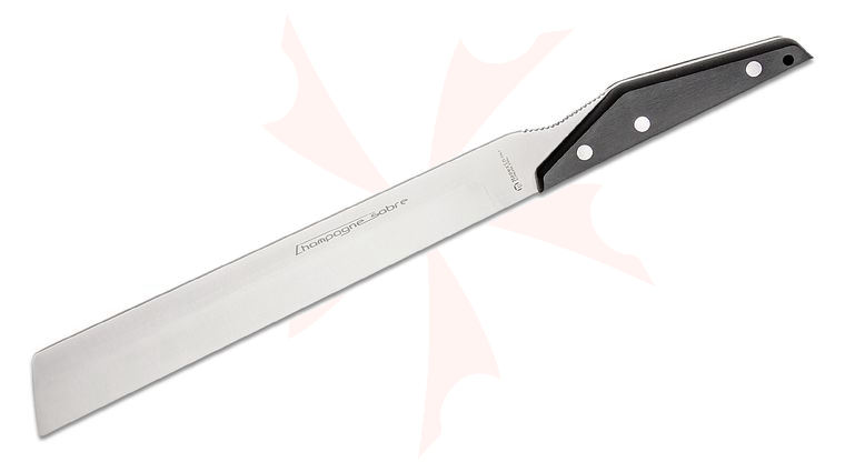 Maserin 2000SC15PN Sommelier Champagne Saber 10.7 inch Unsharpened Straight Blade, Black Paper Stone Handles, Cork Holder