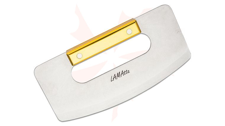 Maserin 2100/20AO LAMAtta Ulu Knife, 7.87 inch 420 Stonewashed Blade, Gold Aluminum Handle