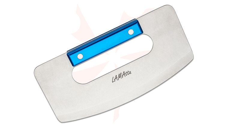 Maserin 2100/20AO LAMAtta Ulu Knife, 7.87 inch 420 Stonewashed Blade, Blue Aluminum Handle