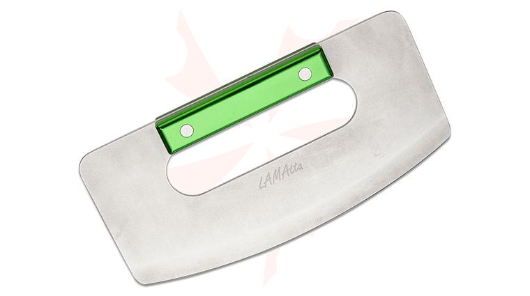 Maserin 2100/20AV LAMAtta Ulu Knife, 7.87 inch 420 Stonewashed Blade, Green Aluminum Handle