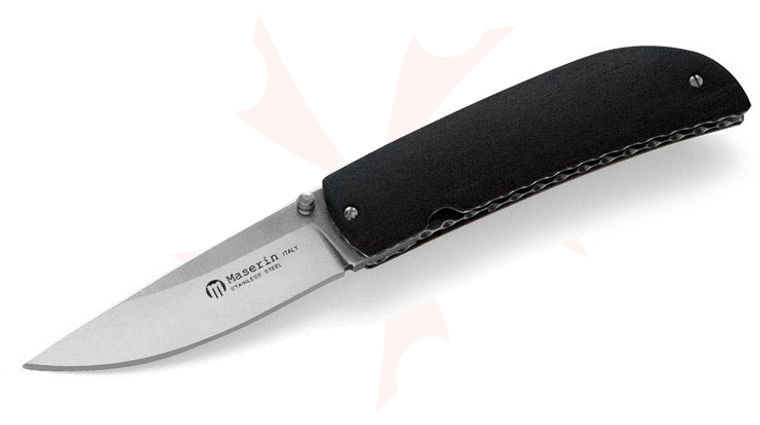 Maserin 389/EB Atti Folding Knife 2.75 inch Satin N690 Plain Blade, Ebony Wood Handles