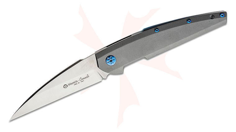 Maserin 405 Solar Flipper Knife 4.13 inch D2 Satin Wharncliffe Blade, Titanium Handles
