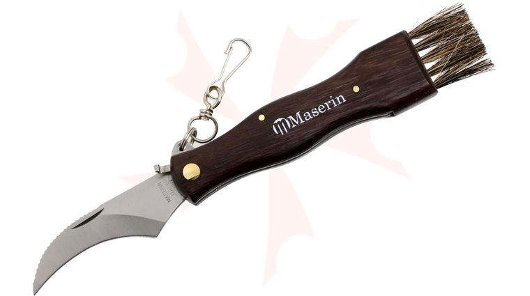 Maserin Coglifunghi Line Mushroom Knife 2.95 inch Hawkbill Blade, Rosewood Handle