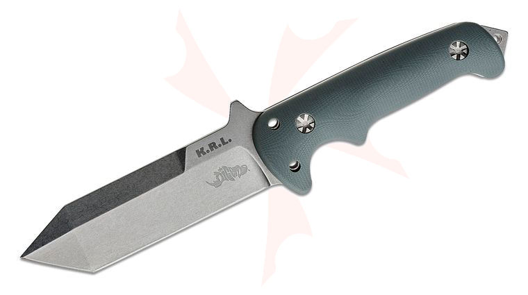 Maserin 925/G10G Diceros Tactical Knife Fixed 5.5 inch D2 Stonewashed Tanto Blade, Gray G10 Handles, Black Nylon Sheath