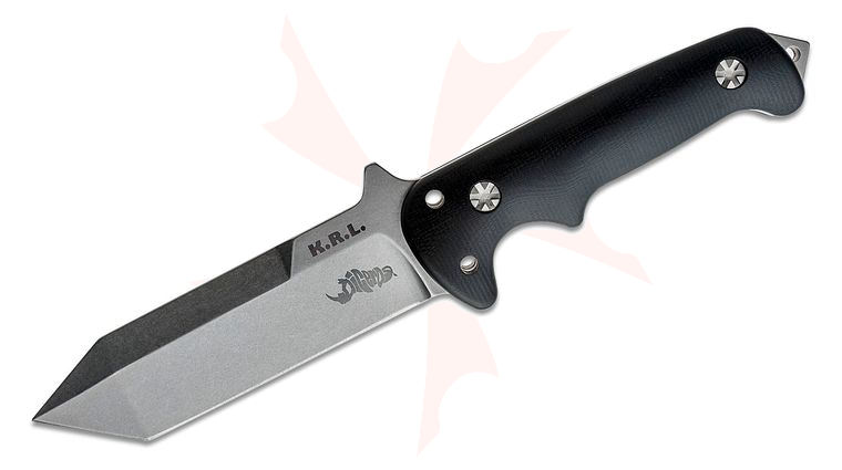 Maserin 925/G10N Diceros Tactical Knife Fixed 5.5 inch D2 Stonewashed Tanto Blade, Black G10 Handles, Black Nylon Sheath