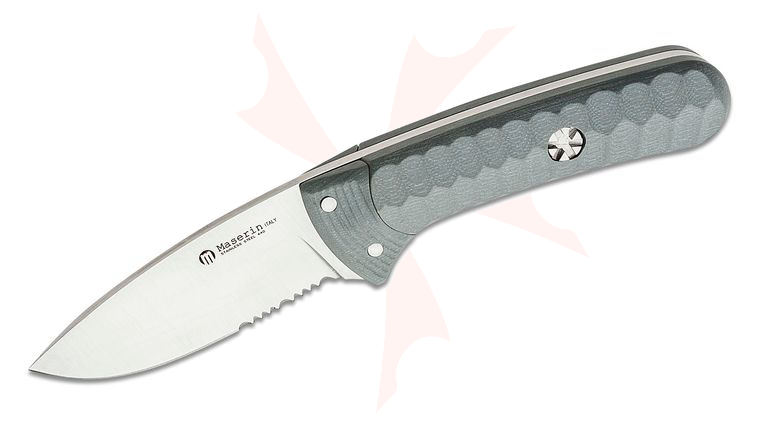 Maserin 975/G10G Sax Bushcraft Knife Fixed 3.21 inch 440C Satin Combo Blade, Gray G10 Handles, Black Nylon Sheath