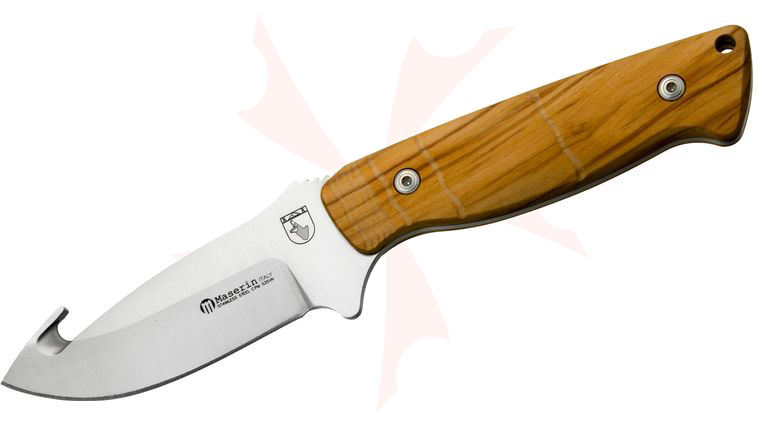 Maserin 979/OL Rupicapra Fixed 4.25 inch N690 Blade with Gut Hook, Olive Wood Handles