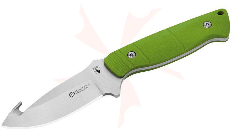 Maserin 979/G10V Rupicapra Fixed 4.25 inch N690 Blade with Gut Hook, Green G10 Handles