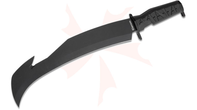 Maserin 970/N Clavum Machete 13 inch Black Coated Hawkbill Blade w/ Cutter, Black Forprene Handles, Cordura Sheath