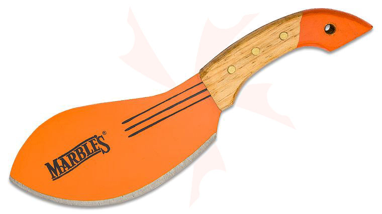 Marble's Bolo Camp Cleaver 8.625 inch Orange Finish Blade, Natural Wood Handles, No Sheath