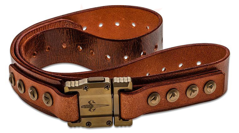 Marfione Custom Knives Male Apis Belt - Distressed Brown Leather - 45 inch Overall