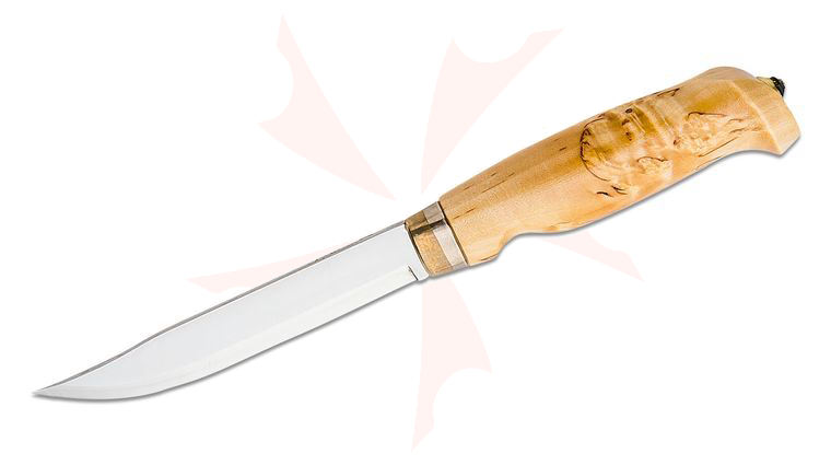 Marttiini Lynx 139 Hunting Knife Fixed 5-1/8 inch Blade, Curly Birch Wood Handle