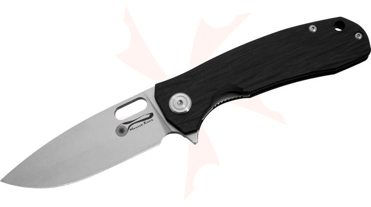 Maxace Knives Balance Flipper 3.54 inch VG10 Stonewashed Plain Blade, Black G10 Handles