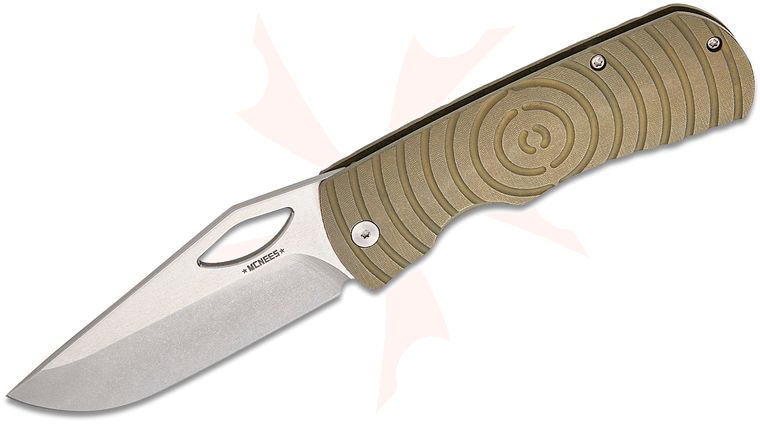Jonathan McNees Dixon Folding Knife 3.75 inch CPM-MagnaCut Satin Stonewashed Drop Point Blade, Atomic Green/Bronze Shockwave Titanium Handles