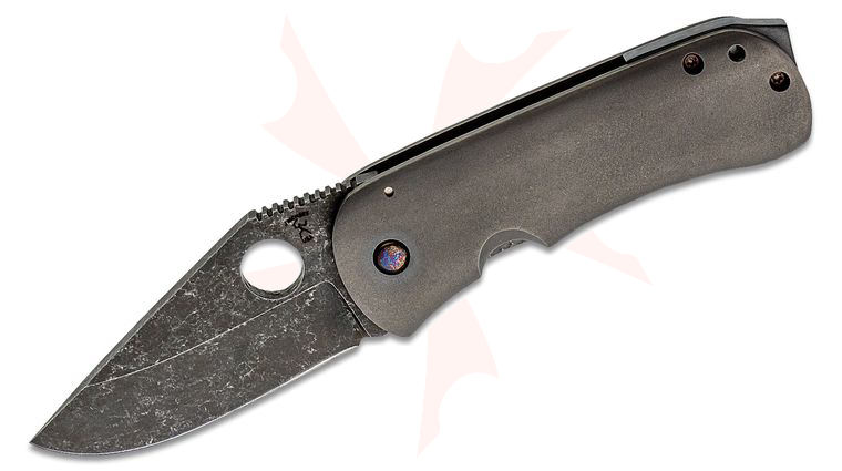 Jonathan McNees Custom Dixon Folding Knife 3.125 inch CPM-154 Acid Washed Blade, Contoured Titanium Handles, Zirconium Clip and Skull Crusher Spacer