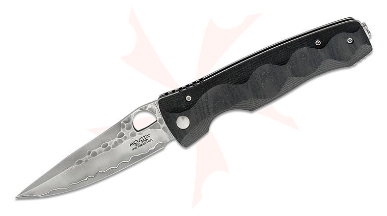 Mcusta MC-121G Tactility Elite Folding Knife 3.75 inch SPG2 San Mai Spear Point Blade, Grooved Black Micarta Handles