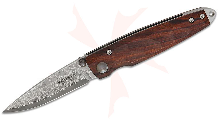 Mcusta MC-77DI Shinra Emotion Tsuchi Folding Knife 2.75 inch VG10 Damascus Spear Point Blade, Ironwood Handles