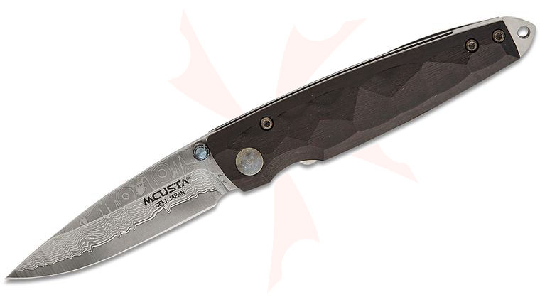 Mcusta MC-79DP Shinra Emotion Tsuchi Folding Knife 2.75 inch VG10 Damascus Spear Point Blade, Black Pakkawood Handles