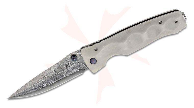 Mcusta MC-126D Tactility Folding Knife 3.68 inch VG-10 Damascus Spear Point Blade, White Corian Handles
